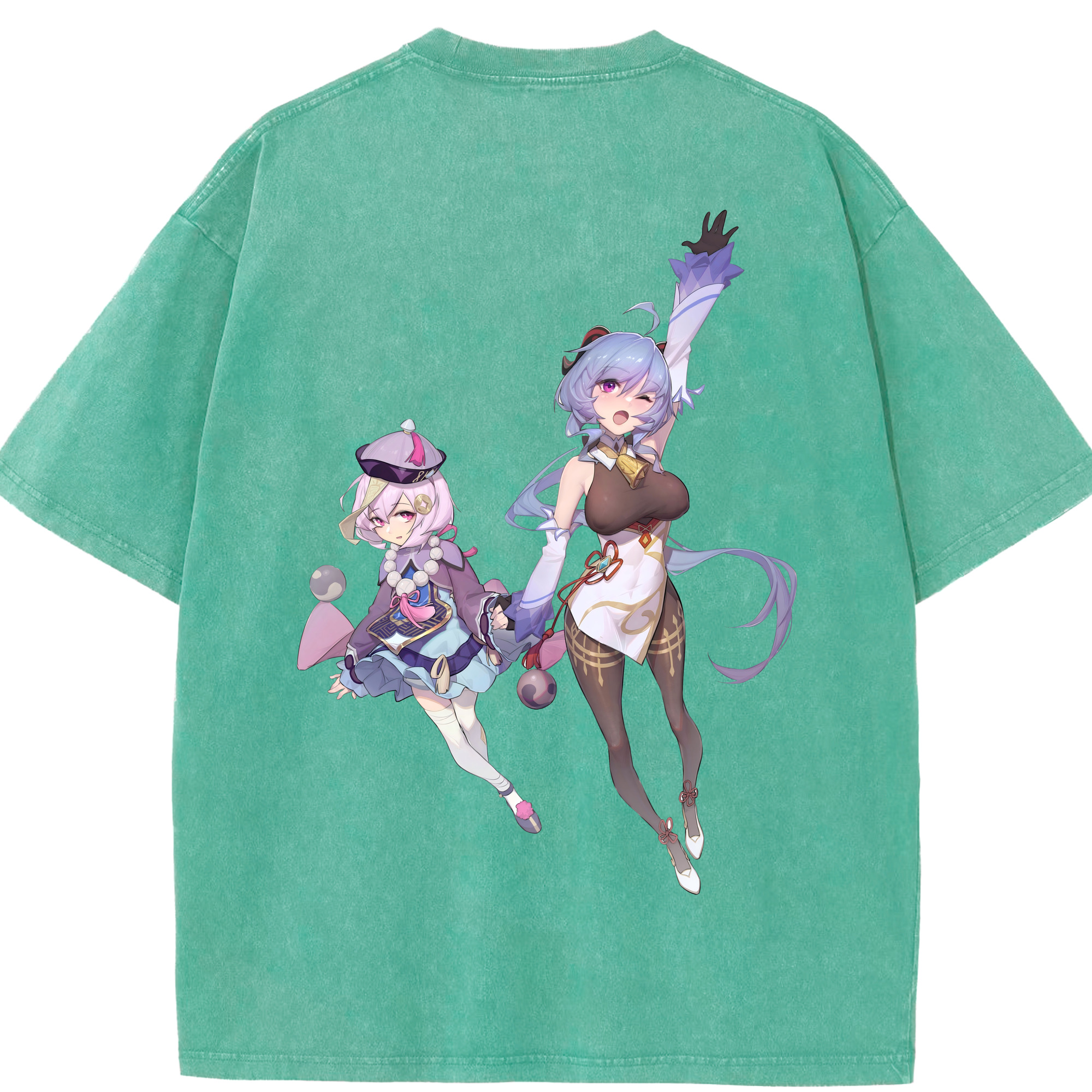 げんし神 七七 なな  genshin Nana 綿100% ヴィンテージ風 半袖Tシャツ（背面プリント）
